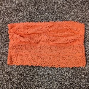 Aerie long line bandeau crop top. Coral, size large.